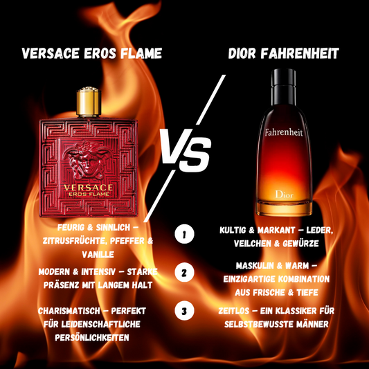 Duft-Duell: Versace Eros Flame vs. Dior Fahrenheit